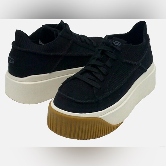 UGG EZ-DUZZIT LACE BLACK PLATFORM SNEAKER SHOES US 10 - Picture 1 of 13
